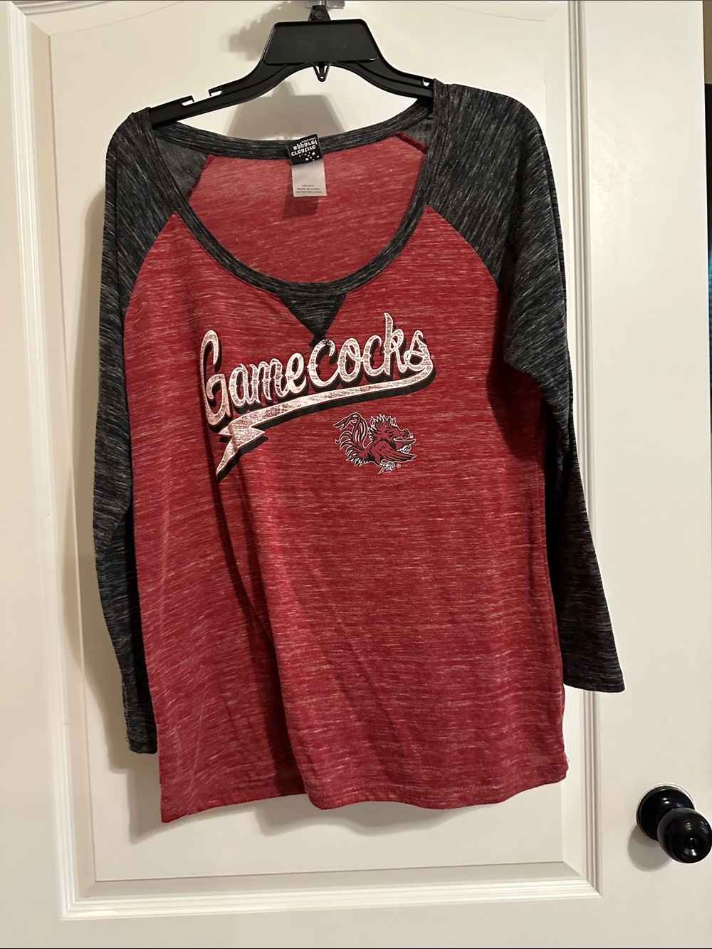 Gamecocks Raglan Long Sleeve Tee - Red & Charcoal